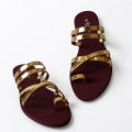 Freedom Feet Flat Slipper Maroon & Gold - New Ladies Sandals, Gladiator Flat Shoes, Women’s Slides & Flip Flops, House Slippers. 