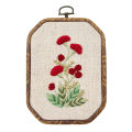 Embroidery Starter Kit Including Colored Threads Needles Hoops Instructions Flower Grass Leaves Pattern Mini Cross Stitch Kit. 