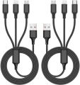 3 Way Charger Cord Multiple Devices 3 in 1 Charging Cable Multi Phone Charger USB Cable Type C/Micro USB for iPhone/Android/Samsung. 