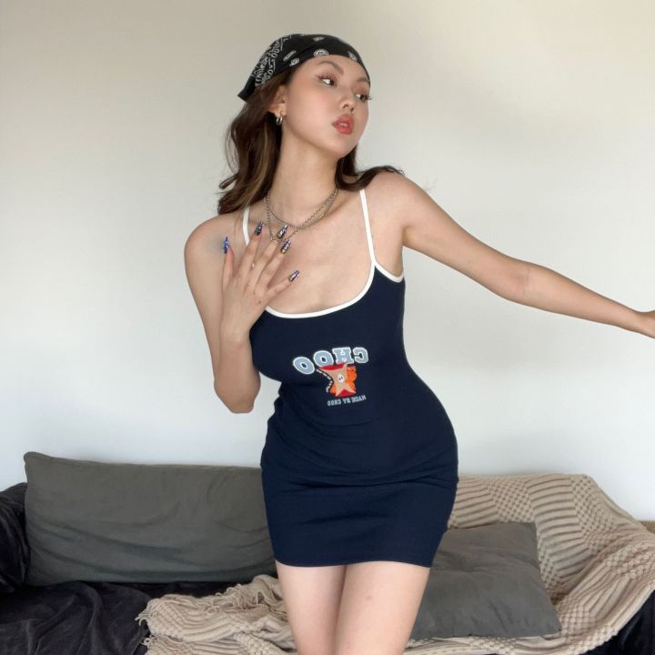 Sexy%20Backless%20Spaghetti%20Straps%20Dress%20Women's%20Summer%20Pure%20Sweet%20Hot%20Girl%20Waist-Controlled%20Slim%20Fit%20Slimming%20Sheath%20Sleeveless%20Short%20Skirt%20-%20Image%203