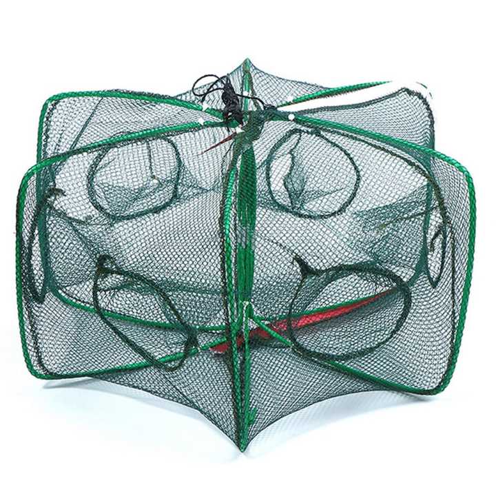 6 Holes Folded Hexagon Fishing Net Crayfish Fish Trap Shrimp Catcher