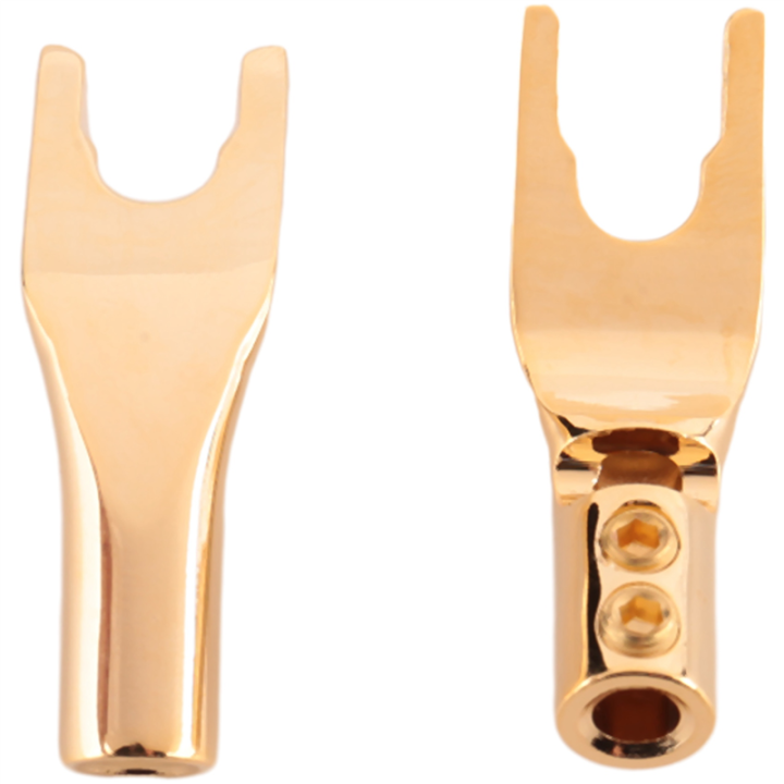 Haptufer Lot De 8 Connecteurs Banane & Spade Plaqué Or Cuivre Pur – Fourchettes & Pelles HiFi Pour Haut-Parleurs