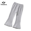 Yfashion Kids Girls Cotton Leggings Flared Pants Cotton Solid Color Baby Spring Autumn Outerwear Elastic Bottom Long Pants. 