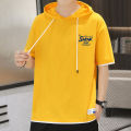 Summer All-Matching Hooded Short SleeveTT-shirt Men's Trendy Hooded Sports Loose Tops Hoodie Korean Style Hong Kong Style Sweater Fashion. 