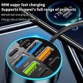 【Top Selling Item】 8-Port Car Charger 4USB+4Type-C PD Charging Truck Vehicles Phone Adapter For Android Phone For.