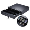 Heavy Duty Electronic Cash Drawer Box Case Storage 5 Bill 5 Coin Trays Check Entry Support Auto Manual Open Key-lock RJ11 for Epson Star POS Printer Money Register - Coin Tray Adjustable Moveable. 