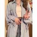 aimilian Blue 2024 Sun Protection Coat Women's Long Sleeve Thin Cardigan Design Sense Women's Outer Shirt Early Autumn. 