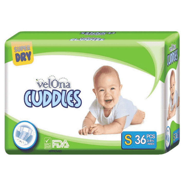 Velona Cuddles Disposable Baby Diapers Small (3kg to 8kg) 36 Pcs