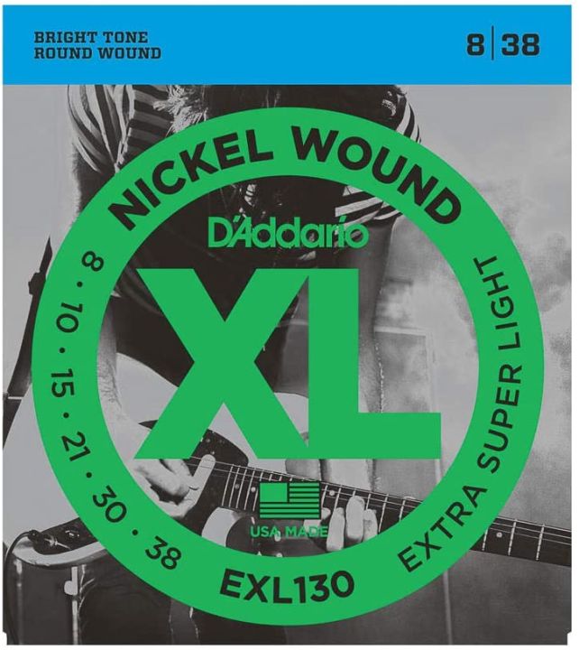 DAddario EXL130 Nickel Wound Electric Guitar Strings, Extra- Super Light, 8-38 daddario string set EXL 130 electric string Set kandy Musical Hub