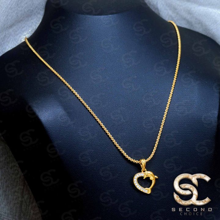ESH Gold Plated Guaranteed 1.5MM New Trend Stylish Diamond Chain 18/24 Inch Beautiful Design With Dolphin Heart Fixed Stone Pendant