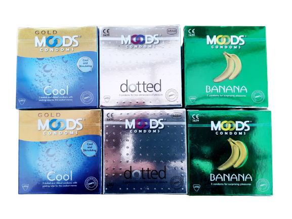 18 MOODS Mixed Condoms - Strawberry/Banana/Choco & More (18-Pack)