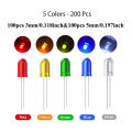 100/200Pcs 3mm 5mm LED Emitting Diodes Assortment Kit Diffused Led Circuit Component Assorted Set for Arduino. 