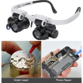 2Pcs Head-Mounted Microscope Jeweler Magnifier with LED Light 8X/15X/23X Magnifying Magnifier Loupes Repair Tool. 