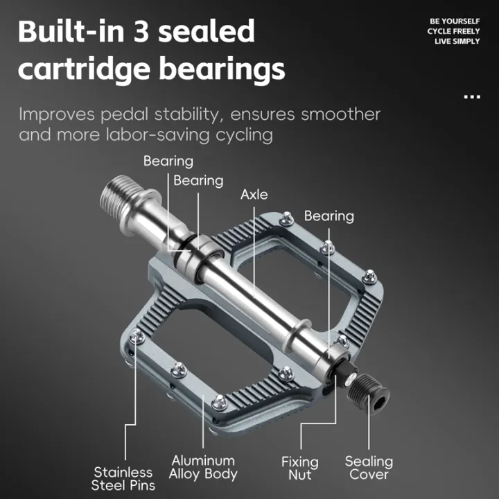 WEST%20BIKING%203%20Bearings%20Aluminum%20Alloy%20Bicycle%20Pedals%20Mountain%20Road%20Bicycle%20Pedals%20Steel%20Shafts%20Anti-skid%20Bicycle%20Accessories%20-%20Image%204
