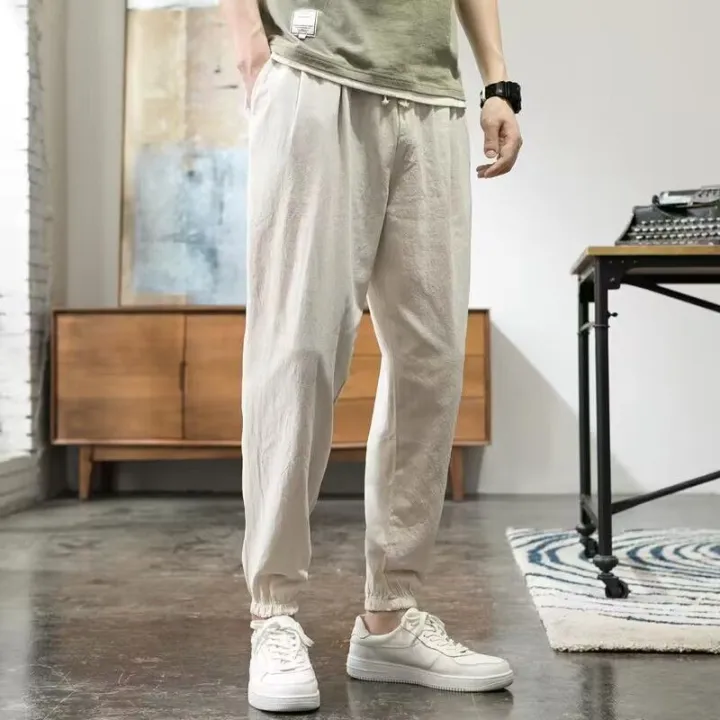 Cotton%20Linen%20Pants%20Men's%20Thin%20Summer%20Loose-Fit%20Tappered%20Trousers%20Korean%20Style%20Trendy%20Casual%20Summer%20Construction%20Site%20Linen%20Ankle%20Length%20Pants%20Men%20-%20Image%204