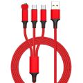 Charger 3 in 1 USB Cable 3A Micro USB / Type C / Lighting for all iPhone Android Phone Fast Charging Cable. 
