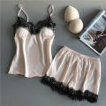 Women Lace V-Neck Backless Two-Piece Underwear Bodysuit Strappy Sleepwear. 