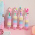 2PCS 6 Colors Children's Unicorn Plush Ball-point Pen Student Rainbow Gel Pen Fantastic Cartoon Girl Handwriting Pens. 