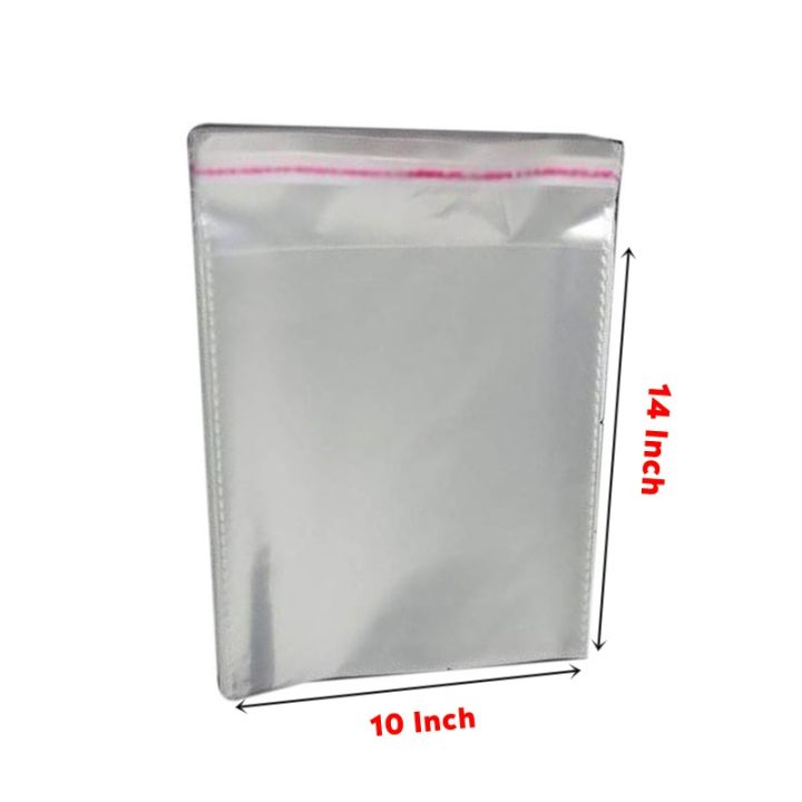 100pcs 10X14 Inch Transparent Polythene Gift Packing Bag with Self Sticker