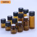 100pcs 1ml/2ml/3ml/5ml Empty Amber Glass Essential Oil Bottle Thin Glass Small Amber Dram Perfume Oil Vials Sample Test Bottle. 