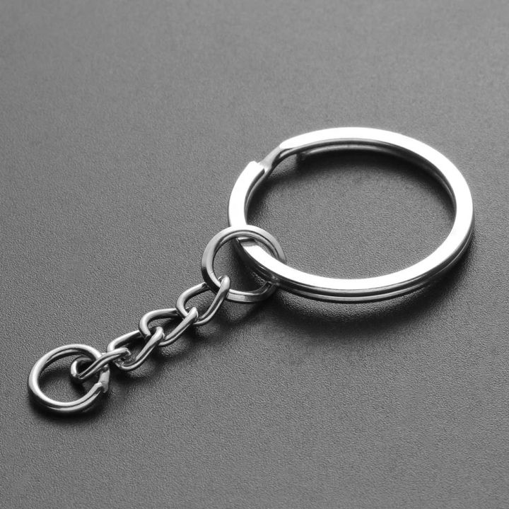 10pcs 25mm DIY Key Chains Polished Silver Color Keyring Keychain Short ...