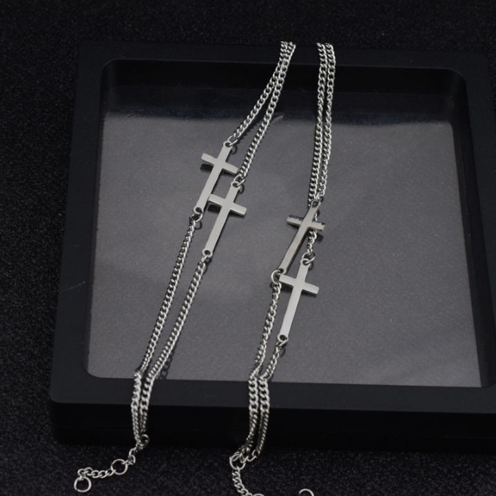N%20SL%20Bulletproof%20Boy%20Zheng%20Haoxi%20Same%20Style%20Double%20Cross%20Bracelet%20Men%20and%20Women%20Couples%20Double%20Layer%20Mix%20and%20Match%20Personality%20Bracelet%20Wholesale%20-%20Image%204