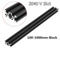 Black 100-1000mm 2040 V-Slot Aluminum Profile Frame for CNC DIY Engraving Machine 3D Printers Camera Slider. 