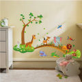Cartoon Elephant Giraffe Animals Theme Wall Art Decal Sticker Decoration for Living Room Nursery Baby Girl Boy Kid Children's Room Bedroom Decoration. 