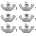 Noodle Bowl with Anti-slip Texture Korean Style Stainless Steel Soup Bowl Golden Silver Color Home Kitchen Utensils Stainless Steel Dessert Bowl. 
