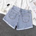 Buy One Get One Free Denim Shorts for Women 2024 New Summer Thin High Waist a Super Slim Hot Pants Trendy Words ins. 