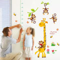 Buy More One Giraffe with Monkeys Height Measuring growing kids measurement chart cartoon animals tree bridge baby children bedroom room wall decoration wall stickers removable kids nursery decal sticker. 