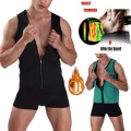 Slimming Vest Body Shaper Neoprene Abdomen Fat Burning Shapewear Body Shaper Sauna Shirt Workout Slimming Belt Waist Sweat Elegant Trainer Zipper Hot Neoprene Tank Top  Sweat Waist Men vest shaper (XL) Belly Men. 