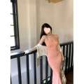 Black mature lady pure desire suspender dress women's summer spicy girl slim fit slimming and sexy hip hugging skirt long skirt. 