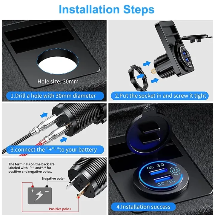 Quick%20Charge%203.0%20Dual%20USB%20Socket%2012V/24V%20Car%20Charger%20Touch%20Switch%20Voltmeter%20Electronic%20Lighter%20USB%20Fast%20Charger%20Socket%20-%20Image%206