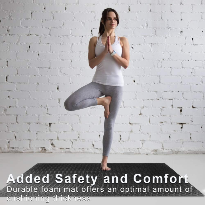 Foam Gym Mat 10 Pieces - Interlocking Puzzle Mat for Home Gym Heavy Gym Floor Mat, Black