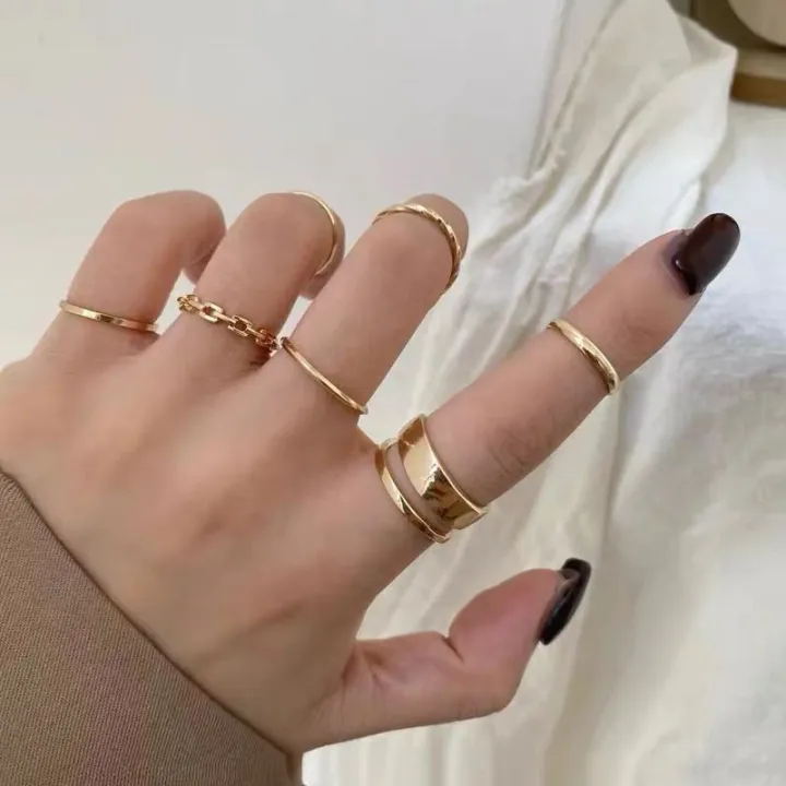 Simple%20Hip%20Hop%20Retro%20Index%20Finger%20Ring%20Adjustable%207Pcs/Set%20Rings%20-%20Image%202