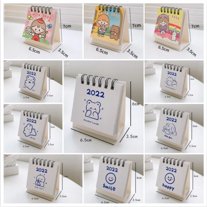 2022 cartoon small desk calendar desktop desk calendar schedule punch table double coil calendar