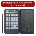 Rechargeable Calculator with LCD Notepad, 12-Digit Large Display Office Desk Calcultors with Erasable Writing Table, Calculator Writing Tablet 6.5in LCD Chargeable Portable Paperless Drawing, Calculator with 6.5 Inch LCD Writing Tablet. 