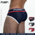 0850 1Pcs PUMP Tight Polyester Underwear Men Jockstrap Briefs New Arrival Men Bikini Underpants Male Panties Letter Mens Innerwear H389. 
