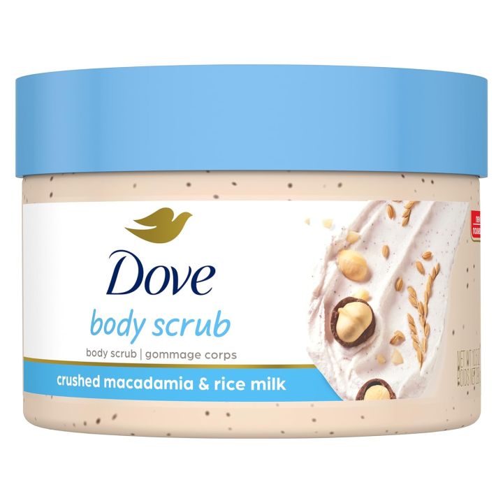 Dove Exfoliating Body Polish| Body Scrub |Deeply Nourishing Crushed Macadamia and Rice Milk |Moisturises & Brightens Skin | Sulphate Free|298gm SAM