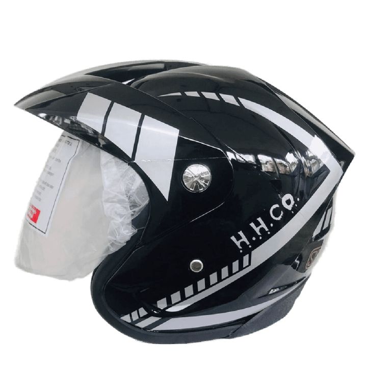 H.H.Co Flash Black Silver Shine Motor Bike Helmet SLS Certified