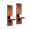 Mr Wood- Modern & Stylish Wooden Wall Rack/ Wall Mount Plants Rack/ Solid Wood Candels Holder. 