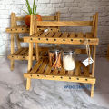Wooden Tea Corner Rack 2 Tier Solid Wood Kitchen Shelf Multi-Purpose Plant Holder or Spice Organizer. 