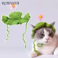 Soft Adjustable Pet Headgear Sunflower Pet Hat for Dogs Cats Adjustable Lace-up Design for Outdoor Travel Cosplay Party Decoration Cute Knitted Headwear for Pets. 