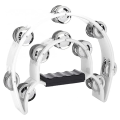 Half Moon Tambourine Musical Instrument Percussion Drum & Guitar Playing (White). 