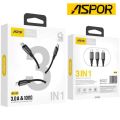 ASPOR AC-23 3 in 1 Charger Cable Aluminum Alloy 3A Micro USB / Type-C / Lightning Fast Charging Cable - 1 Meter. 