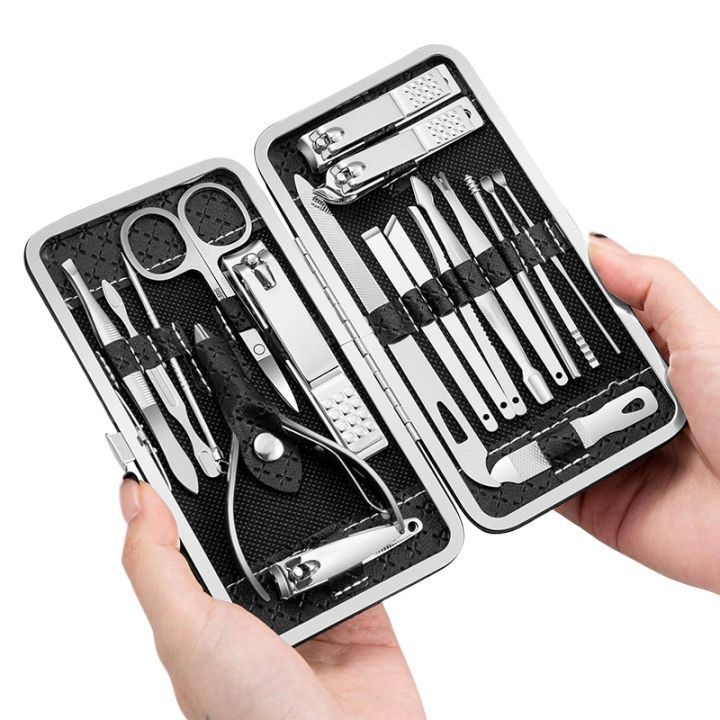 19PCS%20Set%20Manicure%20Set%20Professional%20Nail%20Clippers%20Kit%20Pedicure%20Care%20Tools,%20Stainless%20Steel%20Grooming%20Tools%20With%20Travel%20Case%20for%20Travel%20&%20Home%20-%20Image%202
