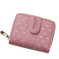 Embroidered Love Heart Wallet Fashion Ladies Multifunction ID Holder Card Holders Wallet ID Holder Zipper Snap Short Wallet. 