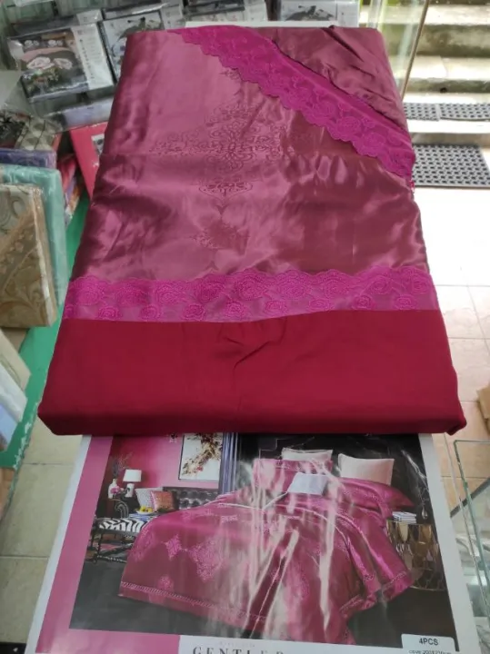 Luxury%20wedding%20bedsheet%204pcs%20Duvet%20cover%20set%20satin/cotton%20designer%20bed%20sheet%20-%20Image%203