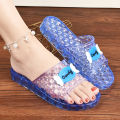 Crystal Transparent Slippers Women's Indoor Bath Household Non-Slip Slippers Summer Outdoor Wear Middle-Aged and Elderly Mom Shoes. 